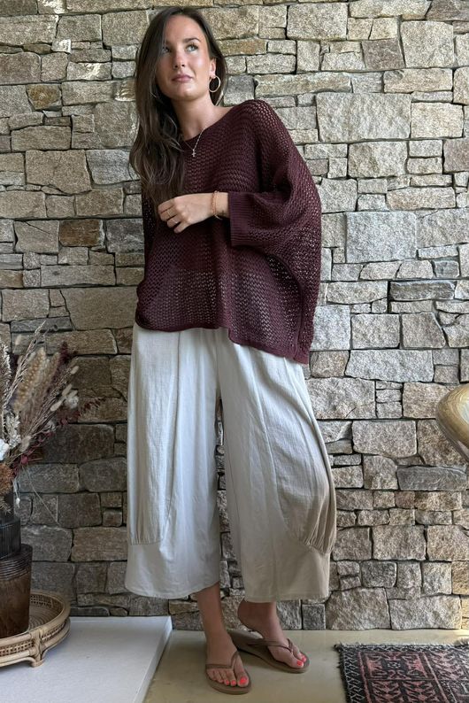 Conrad Grunge Loose Cotton Knit Merlot